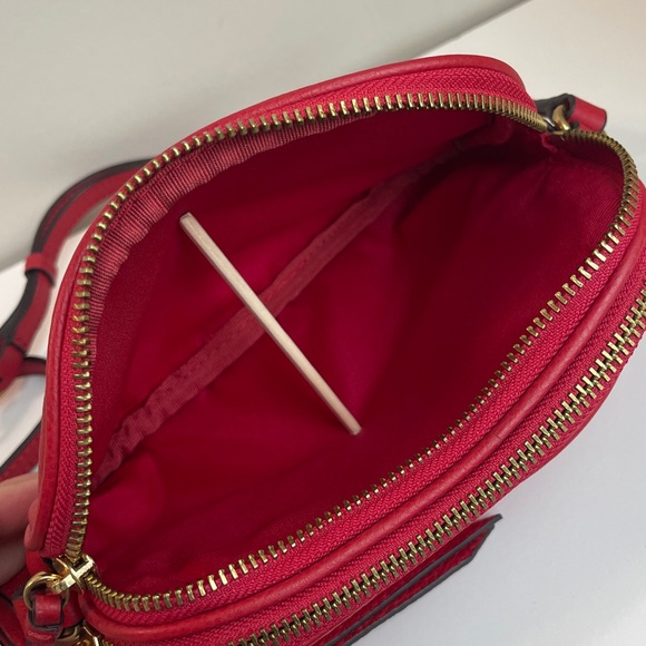 Banana Republic Red Genuine Leather Double Entry Crossbody Bag - Picture 9 of 16